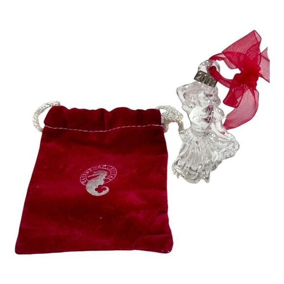 Waterford 2003 Nine Ladies Dancing Crystal Ornament Red Ribbon & Velvet Pouch - Picture 1 of 5